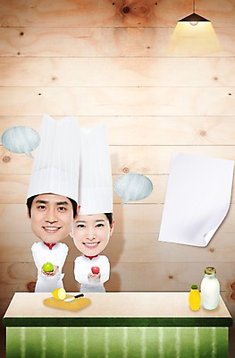 PSD 편집이미지 모자 그릇 여자 남자 종이 음식 말풍선 과일 포토일러 조명 도마 요리사모자 요리 미소 웃음 들기 사람 동양인 상반신 20대 성인 두명 앞모습 식당 주방장 요리사 미니어처 한국인 칼 병 사과 조리복 레몬 전단 조리대 인물미니어처 음식전단 SD캐릭터 청년만 성인만 이미지편집 직업 캐릭터 모자_잡화 식기 잡화 뷰포인트 유니폼 모션 주방용품 표정 인종 청년 모형 상점 홍보물 파일형식