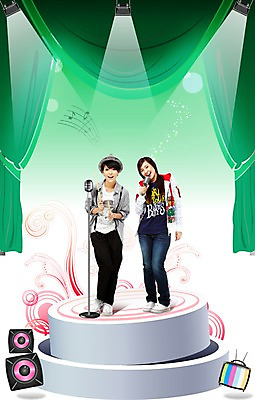 전신 PSD 외국인 편집이미지 여자 문화 예술 음악 무늬 음표 노래 청소년 문화예술 조명 서기 미소 웃음 사람 동양인 두명 앞모습 10대 캐주얼 텔레비전 스피커 공연 꿈 가수 도전 무대 스탠드마이크 마이크 오선지 오디션 콘테스트 여자만 십대만 십대여자만 이미지편집 기호 옷 뷰포인트 음향기기 모션 표정 인종 이벤트 전자제품 음악가 악보 대회 오선 파일형식