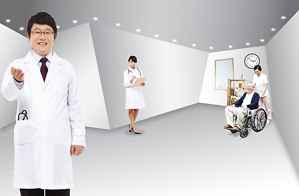PSD 편집이미지 직업 여자 할아버지 노년 남자 안경 시계 창문 의학 청진기 선반 안내 병원 서기 미소 웃음 사람 앉기 동양인 손짓 여러명 성인 치료 진료 한국인 환자 간호사 의사 기록 가운 의사가운 휠체어 여의사 서류판 의료기관 노인만 성인만 안경낌 이미지편집 잡화 옷 가구 다수 의료기기 모션 표정 인종 사무용품 의료진 파일형식