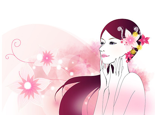 식물 우먼라이프 라이프스타일 여자 꽃 분홍색 컬러 일러스트 한명 사람 상반신 성인 라이프 뷰티 청순 여자만 여자한명만 성인여자만 성인만 국내일러스트 AI파일 1 컨셉 생활 파일형식 벡터