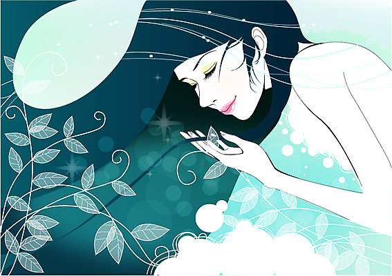 식물 우먼라이프 라이프스타일 여자 잎 일러스트 나뭇잎 한명 웃음 들기 사람 상반신 성인 라이프 뷰티 눈감음 풀 청순 여자만 여자한명만 성인여자만 성인만 국내일러스트 AI파일 1 컨셉 모션 표정 생활 파일형식 벡터