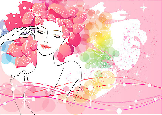 식물 우먼라이프 라이프스타일 여자 꽃잎 꽃 분홍색 컬러 일러스트 한명 웃음 사람 상반신 성인 라이프 뷰티 눈감음 청순 여자만 여자한명만 성인여자만 성인만 국내일러스트 AI파일 1 컨셉 모션 표정 생활 파일형식 벡터