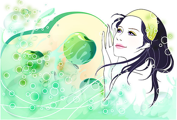 우먼라이프 라이프스타일 여자 과일 일러스트 한명 웃음 사람 상반신 성인 라이프 뷰티 손들기 물방울 사과 청순 여자만 여자한명만 성인여자만 성인만 국내일러스트 AI파일 1 컨셉 모션 표정 생활 파일형식 벡터