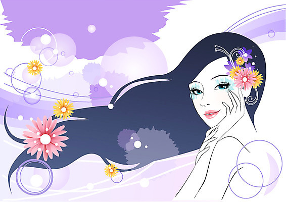 식물 우먼라이프 라이프스타일 여자 꽃 일러스트 한명 웃음 사람 상반신 성인 라이프 뷰티 청순 여자만 여자한명만 성인여자만 성인만 국내일러스트 AI파일 1 컨셉 표정 생활 파일형식 벡터