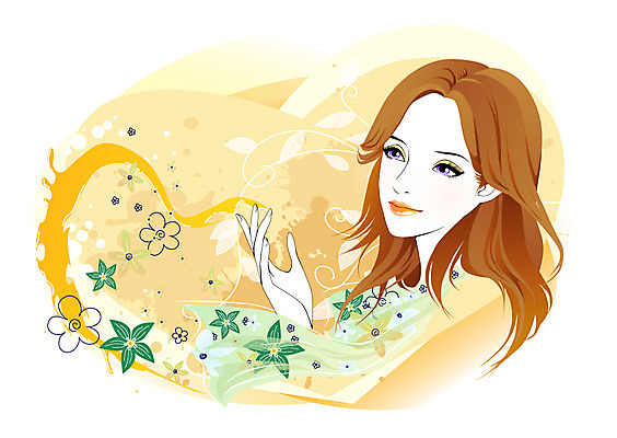 식물 우먼라이프 라이프스타일 여자 꽃 일러스트 한명 웃음 사람 상반신 성인 라이프 뷰티 청순 여자만 여자한명만 성인여자만 성인만 국내일러스트 AI파일 1 컨셉 표정 생활 파일형식 벡터