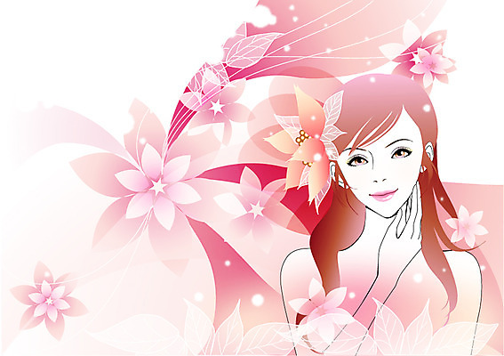 식물 우먼라이프 라이프스타일 여자 꽃 분홍색 컬러 일러스트 한명 웃음 사람 상반신 성인 라이프 뷰티 청순 여자만 여자한명만 성인여자만 성인만 국내일러스트 AI파일 1 컨셉 표정 생활 파일형식 벡터