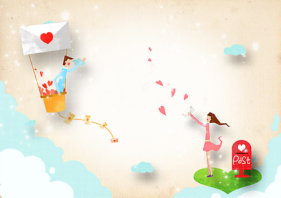 전신 PSD 구름 커플 여자 남자 커플라이프 일러스트 하늘 봉투 편지봉투 함께함 사랑 서기 사람 성인 두명 우체통 열기구 하트 편지 성인만 국내일러스트 자연요소 모양 라이프스타일 감정 컨셉 관계 항공교통 모션 파일형식