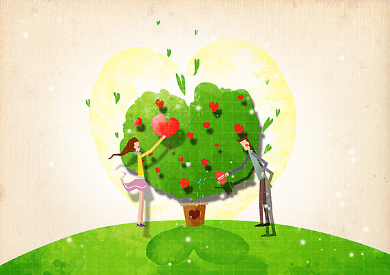 전신 PSD 나무 커플 여자 남자 화분 커플라이프 일러스트 함께함 사랑 서기 사람 잔디 성인 두명 물뿌리개 하트 언덕 성인만 국내일러스트 모양 식물 라이프스타일 감정 컨셉 관계 모션 파일형식