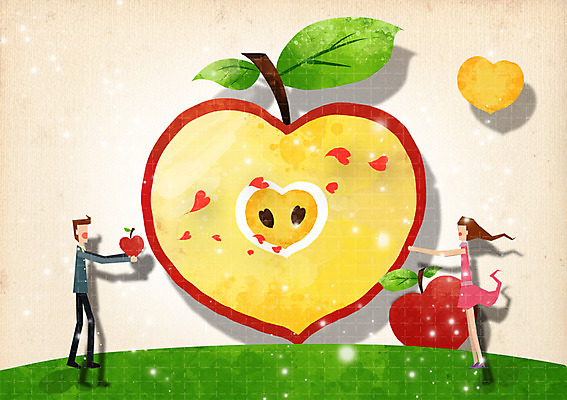 전신 PSD 커플 여자 열매 남자 커플라이프 과일 일러스트 함께함 사랑 서기 사람 성인 두명 마주보기 하트 사과 언덕 성인만 국내일러스트 모양 식물 라이프스타일 감정 컨셉 관계 모션 파일형식