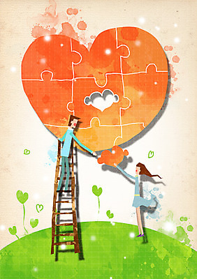 전신 PSD 커플 여자 남자 커플라이프 일러스트 사다리 함께함 사랑 서기 들기 사람 성인 두명 하트 퍼즐 언덕 주기 성인만 국내일러스트 모양 라이프스타일 감정 컨셉 관계 모션 도구 파일형식