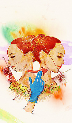 PSD 우먼라이프 라이프스타일 손 여자 화살표 얼굴 장갑 일러스트 사람 상반신 성인 두명 라이프 신체부위 뷰티 비교 변화 성형수술 보톡스 턱 시술 성인만 국내일러스트 잡화 컨셉 생활 수술 파일형식