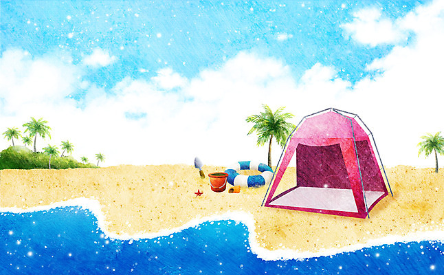 PSD 나무 식물 구름 계절 바다 백그라운드 일러스트 자연 하늘 레저용품 휴가 텐트 풍경 해변 사람없음 여름 여름휴가 바캉스 모래사장 야자수 여름풍경 캠핑 소라 시원함 삽 양동이 휴양지 튜브 국내일러스트 자연요소 레저 어패류 캠핑도구 장소 생태계 파일형식 여름_계절