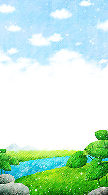 PSD 식물 구름 계절 백그라운드 잎 일러스트 자연 하늘 풍경 잔디 사람없음 여름 강 여름풍경 돌_바위 바위 풀 시원함 국내일러스트 자연요소 생태계 파일형식 여름_계절