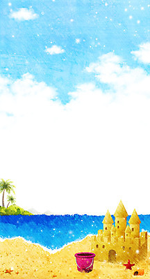 PSD 나무 식물 구름 계절 모래 바다 백그라운드 일러스트 자연 놀이 하늘 휴가 풍경 해변 사람없음 여름 모래사장 야자수 여름풍경 시원함 양동이 휴양지 모래성 국내일러스트 자연요소 장소 생태계 파일형식 여름_계절