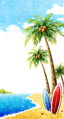 PSD 나무 식물 구름 계절 모래 바다 백그라운드 일러스트 자연 하늘 휴가 풍경 해변 사람없음 여름 모래사장 야자수 여름풍경 서핑보드 보트 시원함 휴양지 국내일러스트 자연요소 배_교통 장소 보드_스포츠 생태계 파일형식 여름_계절
