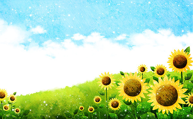 PSD 식물 구름 계절 꽃 백그라운드 꽃밭 일러스트 자연 하늘 해바라기 풍경 초원 사람없음 여름 여름풍경 풀 시원함 언덕 국내일러스트 자연요소 생태계 파일형식 여름_계절