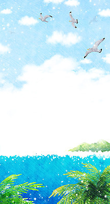 PSD 나무 식물 동물 구름 계절 바다 백그라운드 일러스트 자연 갈매기 조류 하늘 휴가 풍경 사람없음 여름 야자수 여름풍경 시원함 휴양지 국내일러스트 자연요소 장소 생태계 파일형식 여름_계절