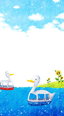 PSD 식물 구름 계절 꽃 교통수단 백그라운드 일러스트 자연 하늘 해바라기 오리 풍경 잔디 사람없음 여름 강 여름풍경 보트 시원함 오리배 선박 국내일러스트 자연요소 교통 수상교통 배_교통 조류 생태계 파일형식 여름_계절