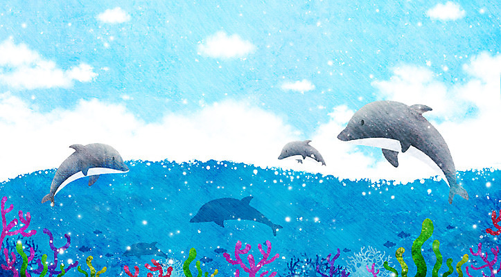 PSD 식물 동물 구름 계절 바다 백그라운드 일러스트 포유류 자연 하늘 풍경 사람없음 여름 여름풍경 해조류 시원함 고래 돌고래 국내일러스트 자연요소 수중동물 해양식물 생태계 파일형식 여름_계절