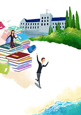 전신 PSD 나무 식물 학생 건축물 여학생 여자 남자 교복 남학생 바다 가방 일러스트 학교 휴가 휴식 서기 사람 두명 건물 책 쌓기 자유 탈출 일상탈출 국내일러스트 잡화 옷 교육 건축 컨셉 모션 파일형식