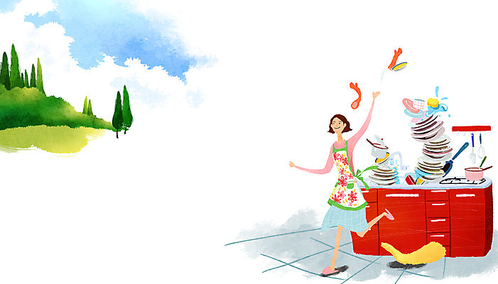 PSD 나무 식물 구름 그릇 식기 여자 가사 일러스트 하늘 주방용품 휴가 휴식 한명 사람 성인 주방 앞치마 자유 가스레인지 냄비 설거지 탈출 싱크대 주부 고무장갑 일상탈출 여자만 여자한명만 성인여자만 성인만 국내일러스트 자연요소 1 생활용품 장갑 컨셉 가전제품 레인지 솥 개수대 고무 파일형식