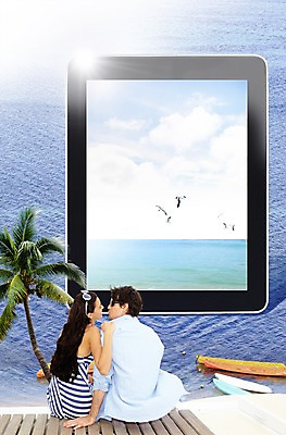 PSD 서양인 외국인 나무 식물 동물 백인 구름 편집 편집이미지 라이프스타일 커플 계절 여자 남자 바다 여행 갈매기 조류 하늘 휴가 프레임 사람 앉기 20대 성인 해변 두명 뒷모습 여름 여름휴가 바캉스 태블릿 선글라스 야자수 마주보기 보트 시원함 스마트 소통 선박 청년만 성인만 이미지편집 자연요소 안경 뷰포인트 컨셉 수상교통 배_교통 관계 모션 인종 청년 생활 전자제품 스마트기기 파일형식 여름_계절