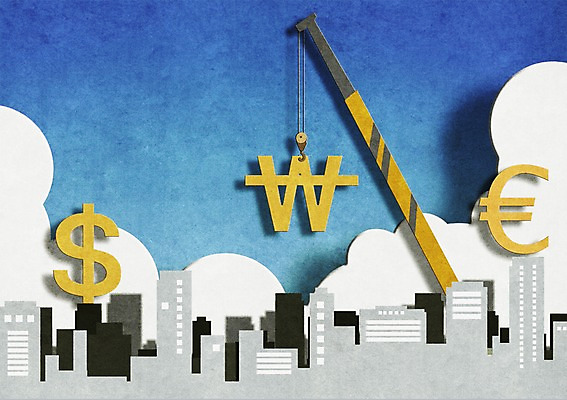 PSD 구름 건축물 기호 백그라운드 일러스트 비즈니스 하늘 빌딩 사람없음 건물 금융 경제 달러 건설현장 유로 원화 화폐기호 중장비 기중기 국내일러스트 자연요소 문자 건축 돈 건설업 산업장비 화폐 파일형식