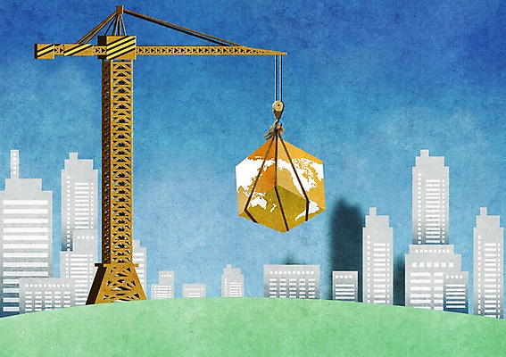 PSD 건축물 지구 백그라운드 일러스트 비즈니스 하늘 빌딩 사람없음 건물 금융 경제 상자 건설현장 중장비 기중기 국내일러스트 건축 건설업 산업장비 파일형식