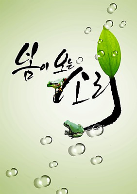 PSD 식물 편집 편집이미지 문자 손글씨 계절 캘리배경 잎 캘리그라피 개구리 타이포그라피 글자캘리그라피 한글 사람없음 초록색 단어 새싹 봄 물방울 이미지편집 컬러 백그라운드 양서류 파일형식