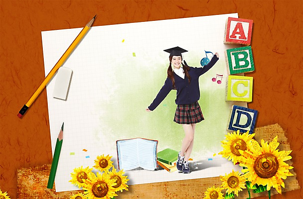 전신 PSD 외국인 식물 편집 편집이미지 문자 모자 학생 알파벳 영어 여학생 여자 교육 꽃 교복 음표 학사모 졸업 청소년 여고생 고등학생 학용품 해바라기 한명 서기 미소 웃음 사람 동양인 앞모습 10대 책 필기구 연필 공책 블록 지우개 여자만 여자한명만 십대만 십대여자만 십대여자한명만 이미지편집 모자_잡화 1 기호 잡화 옷 음악 뷰포인트 모션 문구용품 표정 인종 파일형식