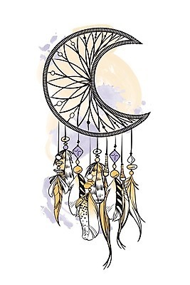 EPS 해외이미지 전통 일러스트 사람없음 장식 꿈 달 구슬 깃털 부적 드림캐쳐 해외202004 해외일러스트 자연요소 파일형식 벡터 이미지허브