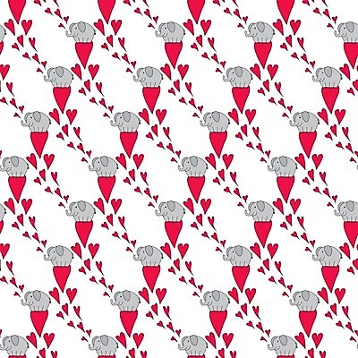 EPS 해외이미지 디자인 백그라운드 패턴 일러스트 벽지 코끼리 사랑 빨간색 회색 흰색 하트 만화 타일 포장지 정사각형 해외202004 해외일러스트 모양 도형 감정 컬러 무늬 포장 포유류 파일형식 벡터 이미지허브