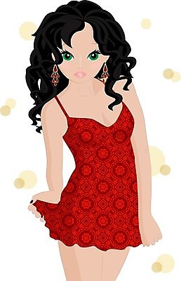 EPS 해외이미지 라이프스타일 드레스 옷 일러스트 빨간색 쇼핑 치마 유행 귀걸이 우아함 만화 스타일 해외202004 해외일러스트 컬러 컨셉 장신구 하의 생활 파일형식 벡터 이미지허브