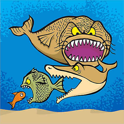 EPS 해외이미지 바다 일러스트 어류 분노 치아 큼 만화 먹기 해외202004 해외일러스트 감정 모션 수중동물 소화기관 크기 파일형식 벡터 이미지허브