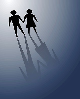 EPS 해외이미지 커플 행복 일러스트 관계 결혼식 스트레스 함께함 그림자 사랑 어둠 슬픔 짜증 상처 무서움 문제 깨짐 이슈 이혼 해외202004 해외일러스트 감정 결혼 컨셉 파일형식 벡터 이미지허브