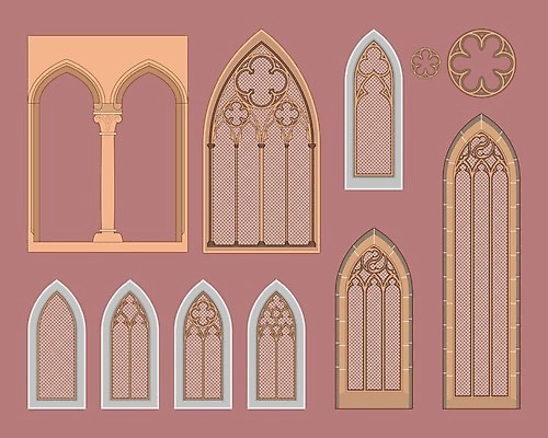EPS 해외이미지 디자인 유럽 벽 패턴 곡선 일러스트 건축양식 창문 유리 장식 장미 성당 교회 소용돌이 기둥 얼룩 바 원형 중세 역사 아치 수도원 고딕 고립 옛날 스타일 디테일 해외202004 해외일러스트 도형 건축 꽃 나라 선 무늬 종교건축 재질 건물 회오리 파일형식 벡터 이미지허브