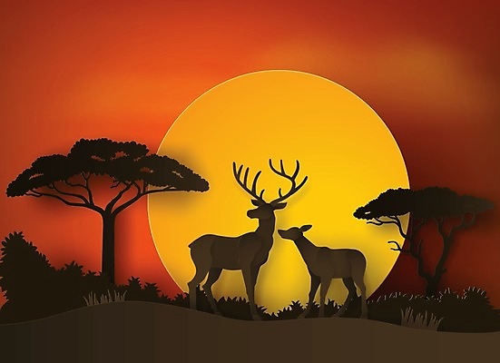 EPS 해외이미지 나무 동물 계절 실루엣 종이 야생동물 일러스트 포유류 아프리카 자연 사슴 뿔 미술 풍경 야외 장식 태양 달러 검은색 일몰 숲 사파리 꼬리 사냥 내추럴 순록 해외202004 해외일러스트 자연요소 식물 나라 컬러 돈 문화예술 촬영기법 노을 생태계 파일형식 벡터 이미지허브