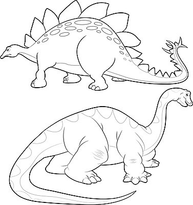 EPS 해외이미지 동물 두마리 라인일러스트 일러스트 사람없음 귀여움 흰색 공룡 고생물 선사시대 쥬라기 해외202004 해외일러스트 컬러 컨셉 2 파충류 생물 역사 파일형식 벡터 이미지허브