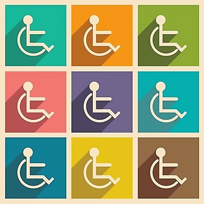 EPS 해외이미지 일러스트 표시 사람모양 사람없음 세트 컬러풀 픽토그램 장애인 휠체어 심플 장애인전용 해외202004 해외일러스트 모양 컬러 장애 파일형식 벡터 이미지허브