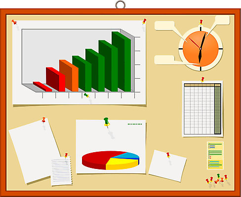 EPS 해외이미지 종이 시계 일러스트 그래프 프레임 공백 압정 시간표 계획 서식 공지사항 리뷰 해외202004 해외일러스트 컨셉 사무용품 파일형식 벡터 이미지허브