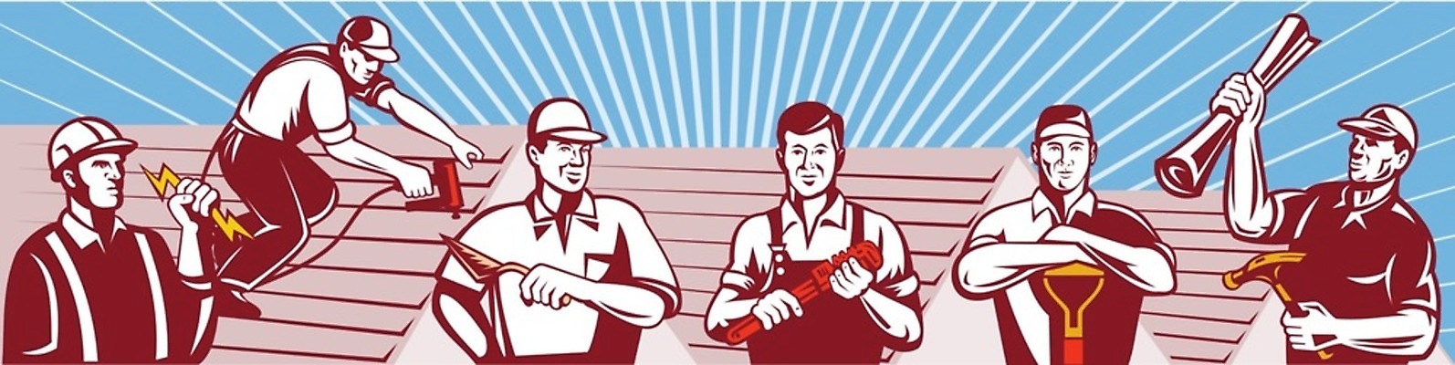 EPS 해외이미지 남자 산업 일러스트 지붕 노동자 그래픽 인테리어 목수 복고 판매원 건축업자 배관공 석공 원예사 해외202004 해외일러스트 직업 디자인 건축 사람 파일형식 벡터 이미지허브