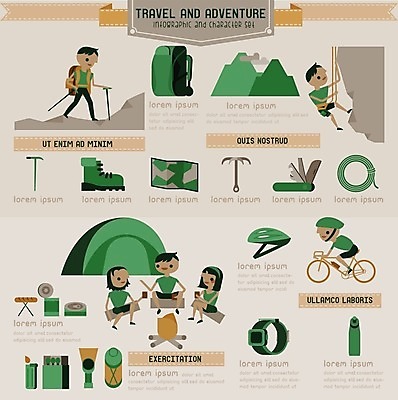 EPS 해외이미지 전신 여자 남자 지도 일러스트 배낭 텐트 서기 앉기 여러명 성인 여행객 캠핑 헬멧 모닥불 암벽등반 등산화 갈고리 맥가이버칼 성인만 해외202004 해외일러스트 다수 신발 가방 모션 불 레저 캠핑도구 사람 등산 칼 보호장비 등산용품 파일형식 벡터 이미지허브