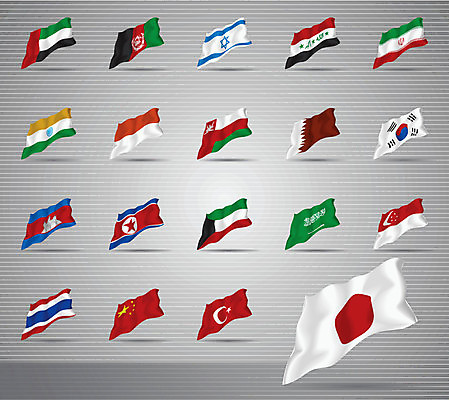 EPS 해외이미지 일러스트 모션 태국 빛 세트 일본 중국 깃발 수집 사인 인도네시아 캄보디아 광택 카타르 칠면조 사우디아라비아 싱가폴 아랍에미리트 아프가니스탄 이라크 이란 이스라엘 전국 쿠웨이트 해외202004 해외일러스트 아시아 중동 조류 서아시아 파일형식 벡터 이미지허브