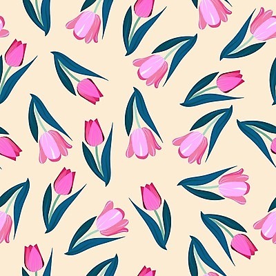EPS 해외이미지 꽃 백그라운드 꽃무늬 패턴 일러스트 수채화 사람없음 튤립 해외202004 해외일러스트 식물 무늬 파일형식 벡터 이미지허브