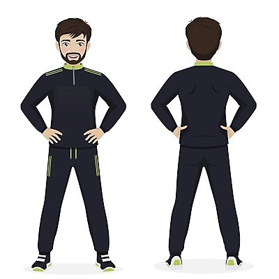 EPS 해외이미지 캐릭터 디자인 옷 남자 스포츠 일러스트 건강 소년 성인 운동복 달리기 운동 플랫 만화 연습 고립 해외202004 해외일러스트 일러캐릭터 어린이 모션 사람 파일형식 벡터 이미지허브