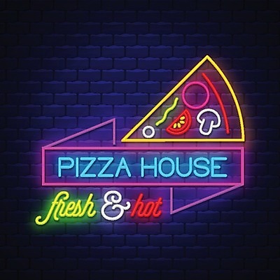 EPS 해외이미지 백그라운드 토마토 일러스트 간판 피자 패스트푸드 타이포그라피 사람없음 빛 버섯 신선 뜨거움 분위기 심볼 네온 해외202004 해외일러스트 문자 컨셉 채소 서양음식 인스턴트 파일형식 벡터 이미지허브