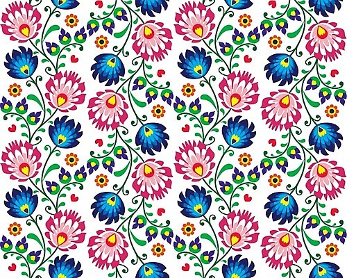 EPS 해외이미지 전통 꽃 패턴 일러스트 사람없음 컬러풀 화려 폴란드 해외202004 해외일러스트 식물 유럽 컬러 컨셉 무늬 파일형식 벡터 이미지허브