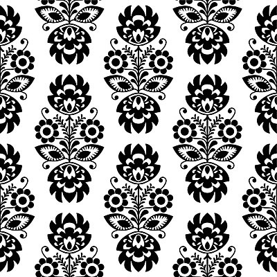 EPS 해외이미지 전통 꽃 패턴 일러스트 흑백 사람없음 화려 폴란드 해외202004 해외일러스트 식물 유럽 컨셉 무늬 촬영기법 파일형식 벡터 이미지허브