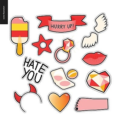 EPS 해외이미지 별 분홍색 스티커 일러스트 발 아이스크림 사랑 사람없음 신체부위 세트 하트 머리띠 입술 다이아몬드 해외202004 해외일러스트 자연요소 모양 감정 컬러 장신구 디저트 사람 보석 파일형식 벡터 이미지허브