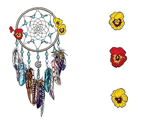 EPS 해외이미지 전통 꽃 일러스트 사람없음 장식 꿈 깃털 부적 드림캐쳐 해외202004 해외일러스트 식물 파일형식 벡터 이미지허브